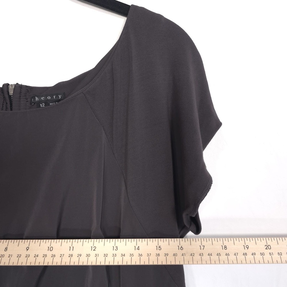 Theory JOENA Short Dress Size 12 Gray‎ Fit Flare A-Line Cap Sleeve 91075604 - Picture 6 of 15